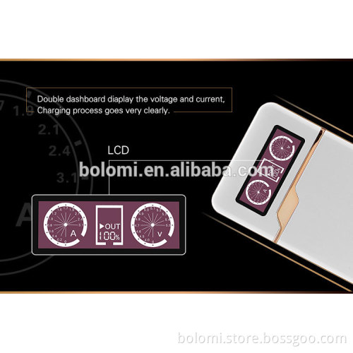 digital screen power bank 10000mah dual usb port voltage current show display mobile charger for cell phone smart phone